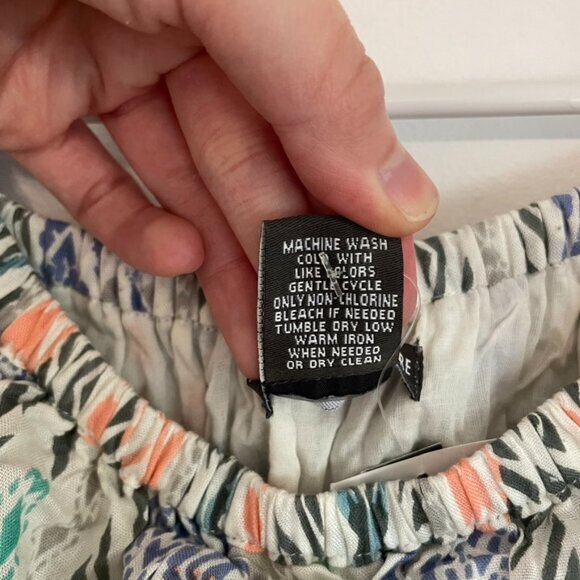 NEW NWT CHELSEA & THEODORE Flounce off the Shoulder Dress White Aztec Boho Mini - Picture 10 of 14